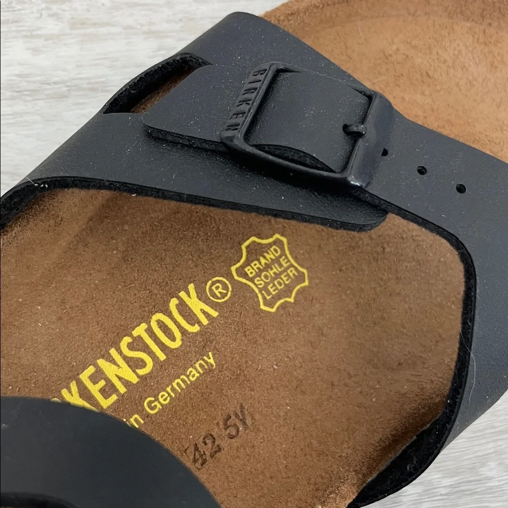Birkenstock Black Leather Rio Birko Flor Sandals Shoes Arch Support NEW Wmns‎ 40 - Picture 3 of 10